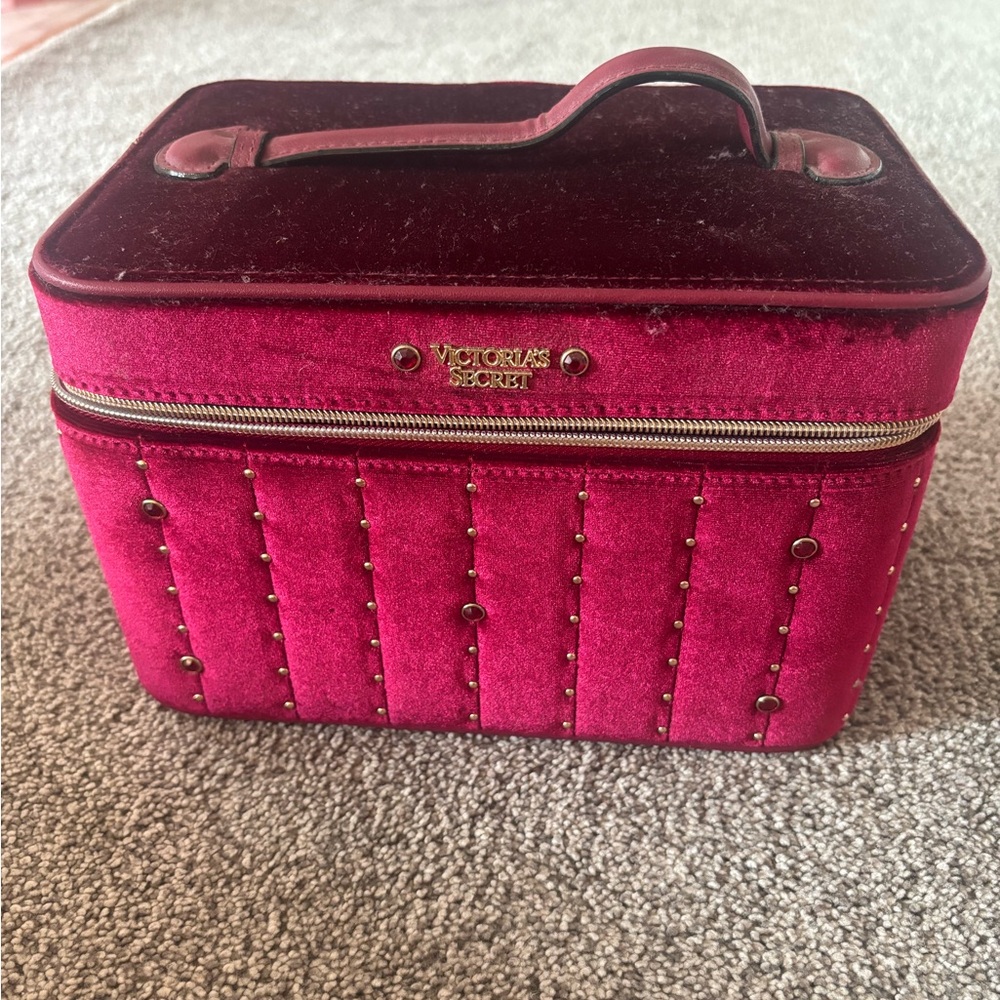 Victoria's Secret Fuchsia Velvet Cosmetic Case